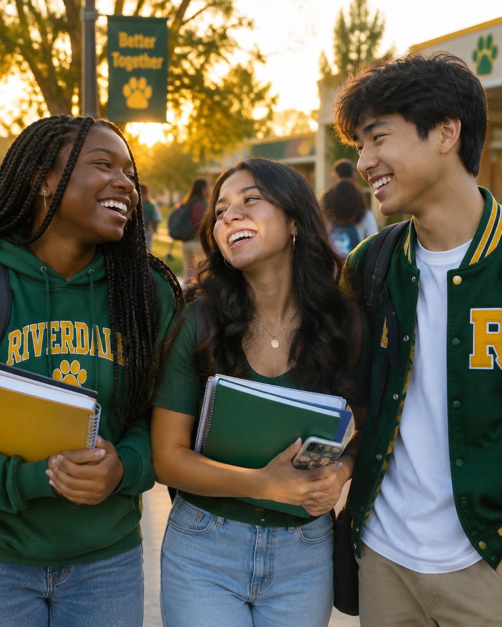 High school students smiling together